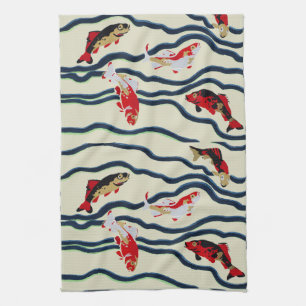 Art Deco Bunte Karpfen Schwimmen Marine Dekor Geschirrtuch