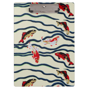 Art Deco Bunte Karpfen Schwimmen Marine Dekor Klemmbrett