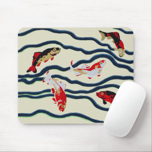 Art Deco Bunte Karpfen Schwimmen Marine Dekor Mousepad