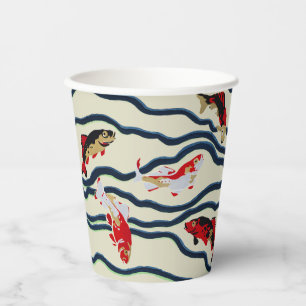 Art Deco Bunte Karpfen Schwimmen Marine Dekor Pappbecher