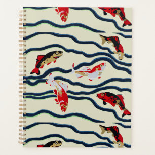 Art Deco Bunte Karpfen Schwimmen Marine Dekor Planer