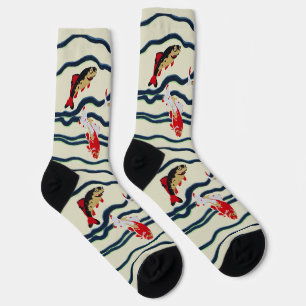 Art Deco Bunte Karpfen Schwimmen Marine Dekor Socken