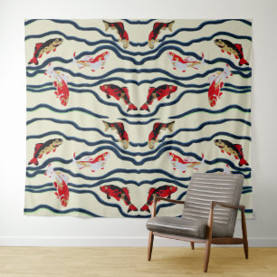 Art Deco Bunte Karpfen Schwimmen Marine Dekor Wandteppich