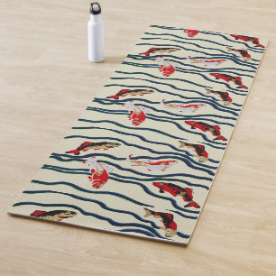 Art Deco Bunte Karpfen Schwimmen Marine Dekor Yogamatte