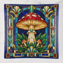 Art Deco-Buntglas-Pilz