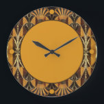 Art Deco Burl Wood Große Wanduhr<br><div class="desc">Es handelt sich um ein wunderschönes Deko-Design mit Burlholz und Messingbespannung.</div>