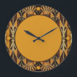 Art Deco Burl Wood Große Wanduhr<br><div class="desc">Es handelt sich um ein wunderschönes Deko-Design mit Burlholz und Messingbespannung.</div>