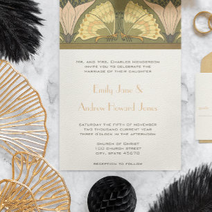 Art Deco Butterfly Calla Lily Einladung Hochzeit