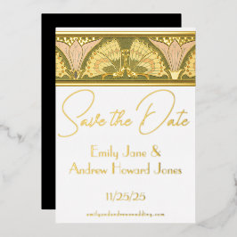 Art Deco Butterfly Calla Lily Save the Date Folieneinladung
