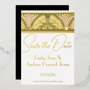 Art Deco Butterfly Calla Lily Save the Date Folieneinladung