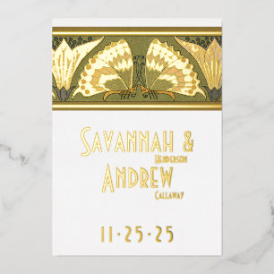 Art Deco Butterfly Calla Lily Save the Date Folieneinladung