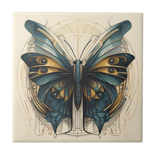 Art Deco Butterfly Fliese (Vorderseite)