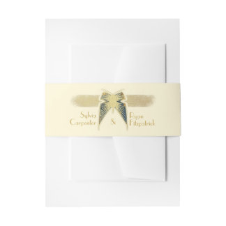 Art Deco Butterfly Monogram Golden Wedding Einladungsbanderole