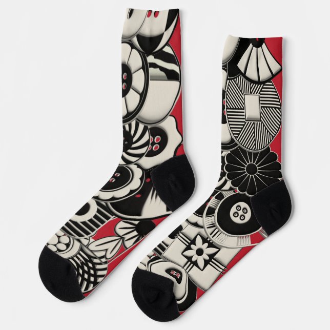 Art Deco Buttons Socken (Linkes Detail)