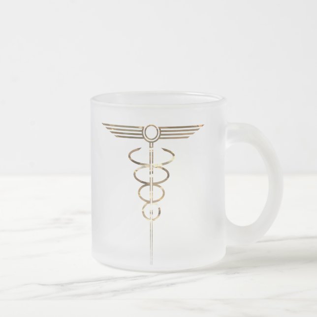 Art Deco Caduceus Mattglastasse (Rechts)