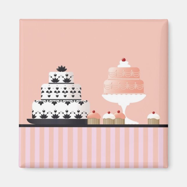 Art Deco Cakes auf gestreiftem Tablettlett Magnet (Vorne)