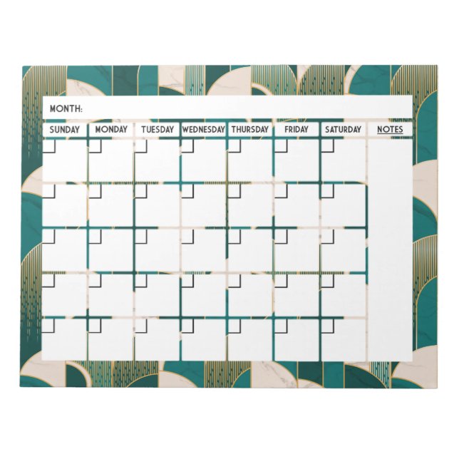Art Deco Calendar Notepad Notizblock (Vorderseite)