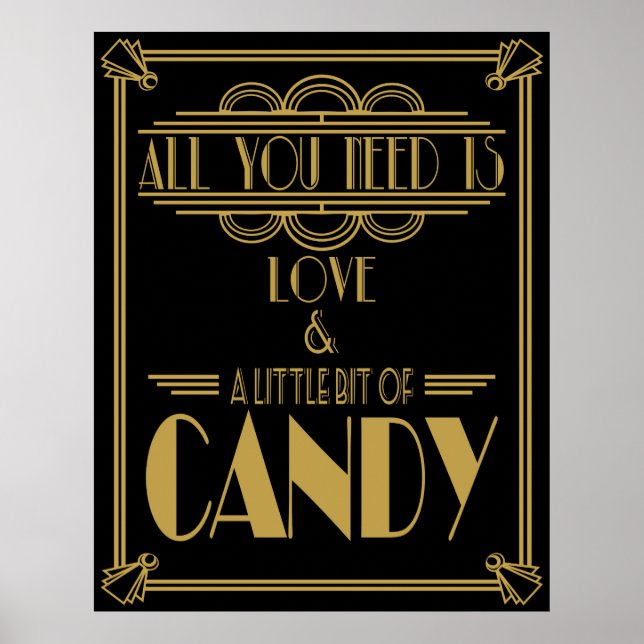 Art Déco "Candy Bar" Gatsby style Noir & Or (Devant)