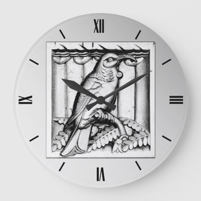 Art Deco carved stone falcon - silver Große Wanduhr (Vorderseite)