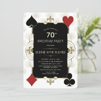 Art Deco Casino Royale Poker Frauen am 70. Geburts Einladung
