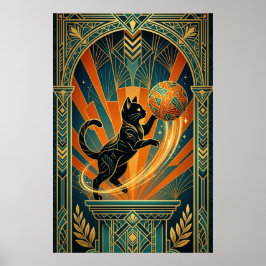Art Deco Cat Fish Trophy Wall Art Poster