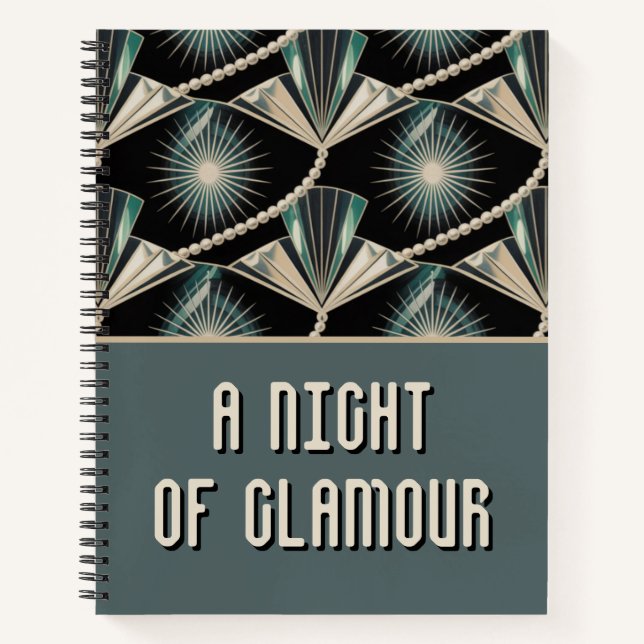 Art Deco Celebration | Pearl & Sunburst Wedding Notizbuch (Vorderseite)