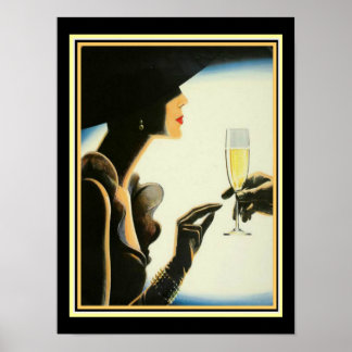 Art Deco "Champagne" 12 x 16 Print Poster