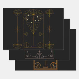 Art Deco Champagne Geschenkpapier Set