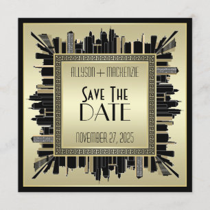 Art Deco Champagne Gold Gatsby Glam Einladung