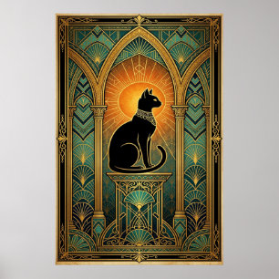 Art Déco Chat du Solstice Céleste sur Toile