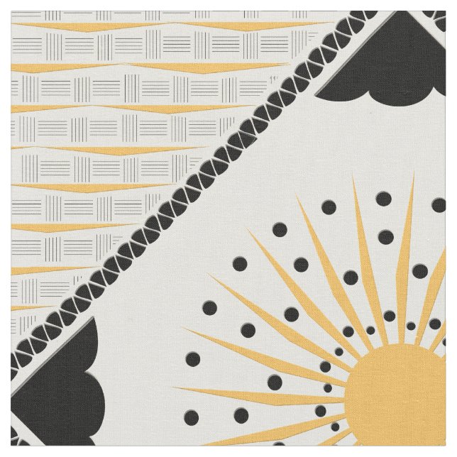 Art Deco Cheery Sunburst Stoff (Nahaufnahme)