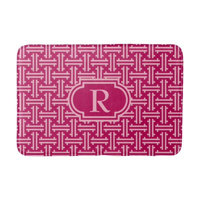 Art Deco Chinese Fret, Fuchsia Pink Badematte (Vorderseite)