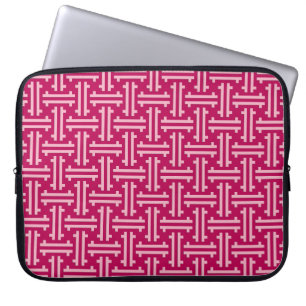 Art Deco Chinese Fret, Fuchsia Pink Laptopschutzhülle