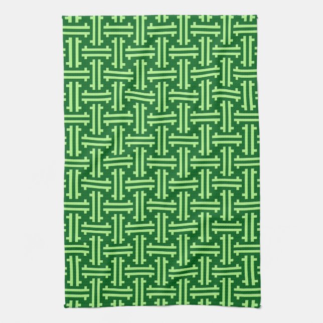 Art Deco Chinese Fret, Jade Green Geschirrtuch (Vertikal)