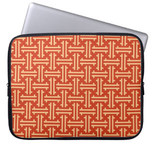 Art Deco Chinese Fret, Mandarin Orange Laptopschutzhülle