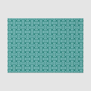 Art Deco Chinesisch Fret, Türkis und Aqua Seidenpapier