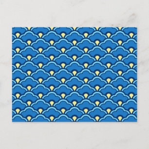Art Deco Chinesische Kammuscheln, Ozeanblau und In Postkarte