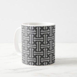 Art Deco Chinesisches Fret, Silber und Grau Kaffeetasse