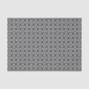 Art Deco Chinesisches Fret, Silber und Grau Seidenpapier