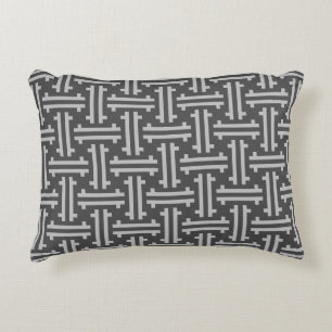 Art Deco Chinesisches Fret, Silber und Grau Zierkissen