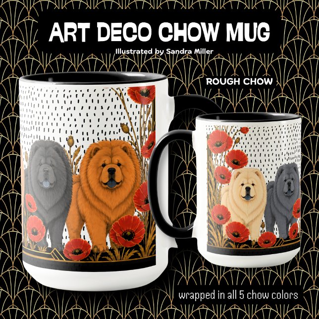 ART DECO CHOWS rau  Tasse (Von Creator hochgeladen)