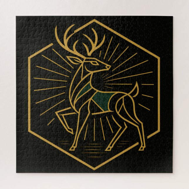 Art Deco Christmas Reindeer Square Jigsaw Puzzle (Vertikal)