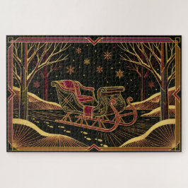 Art Deco Christmas Sleigh Jigsaw Puzzle