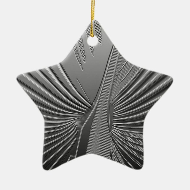 Art Deco Chrom Palmenblatt Keramikornament (Vorne)