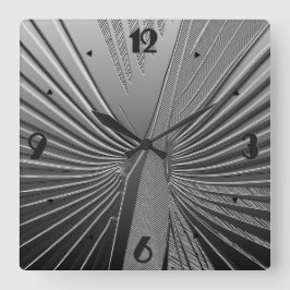 Art Deco Chrom Palmenblatt Quadratische Wanduhr