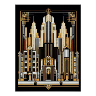 Art Deco City Style Poster. Poster