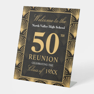 Art Deco Class of 1976 50th Reunion Pedestal Sign Sockelschild