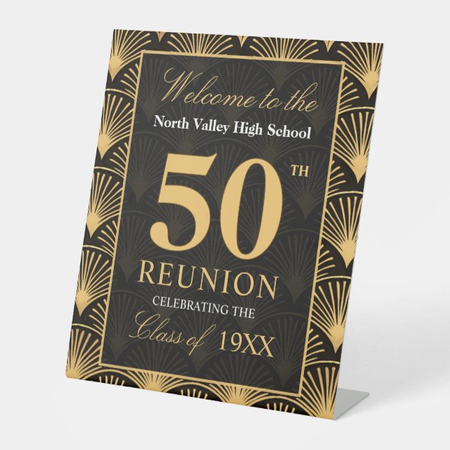 Art Deco Class of 1976 50th Reunion Pedestal Sign Sockelschild (Vorderseite)