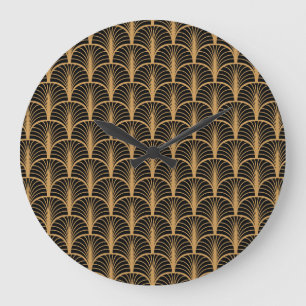 Art Deco Classic: Geometrisches Vintages Ornament. Große Wanduhr
