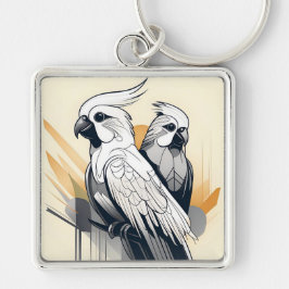 Art Deco Cockatiel Schlüsselanhänger